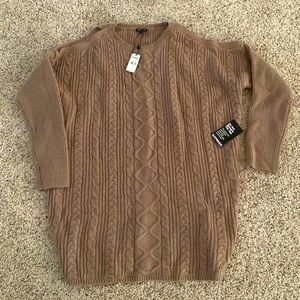 Cold shoulder cable knit sweater dress